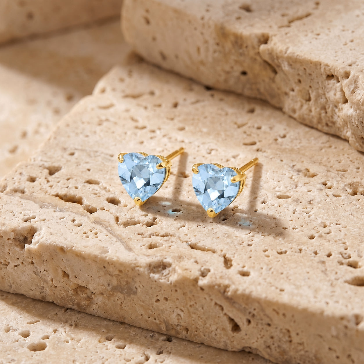 Yellow Gold Grace Earrings Blue Topaz 10K — Minerva