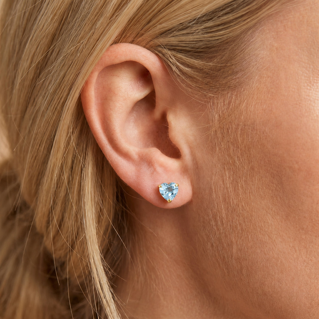 Yellow Gold Grace Earrings Blue Topaz 10K — Minerva
