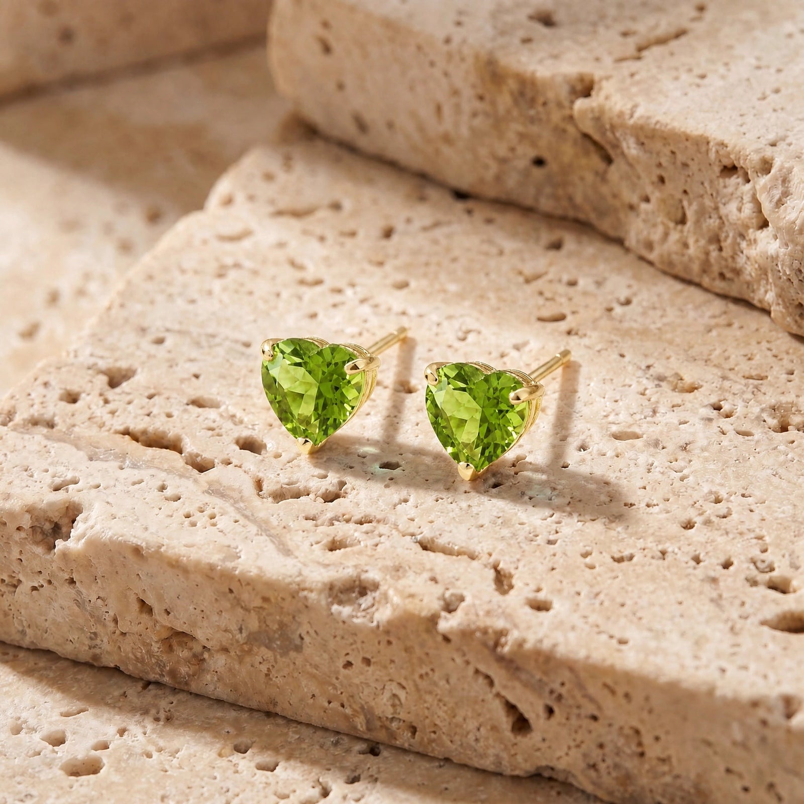 Yellow Gold Grace Earrings Peridot 10K — Minerva