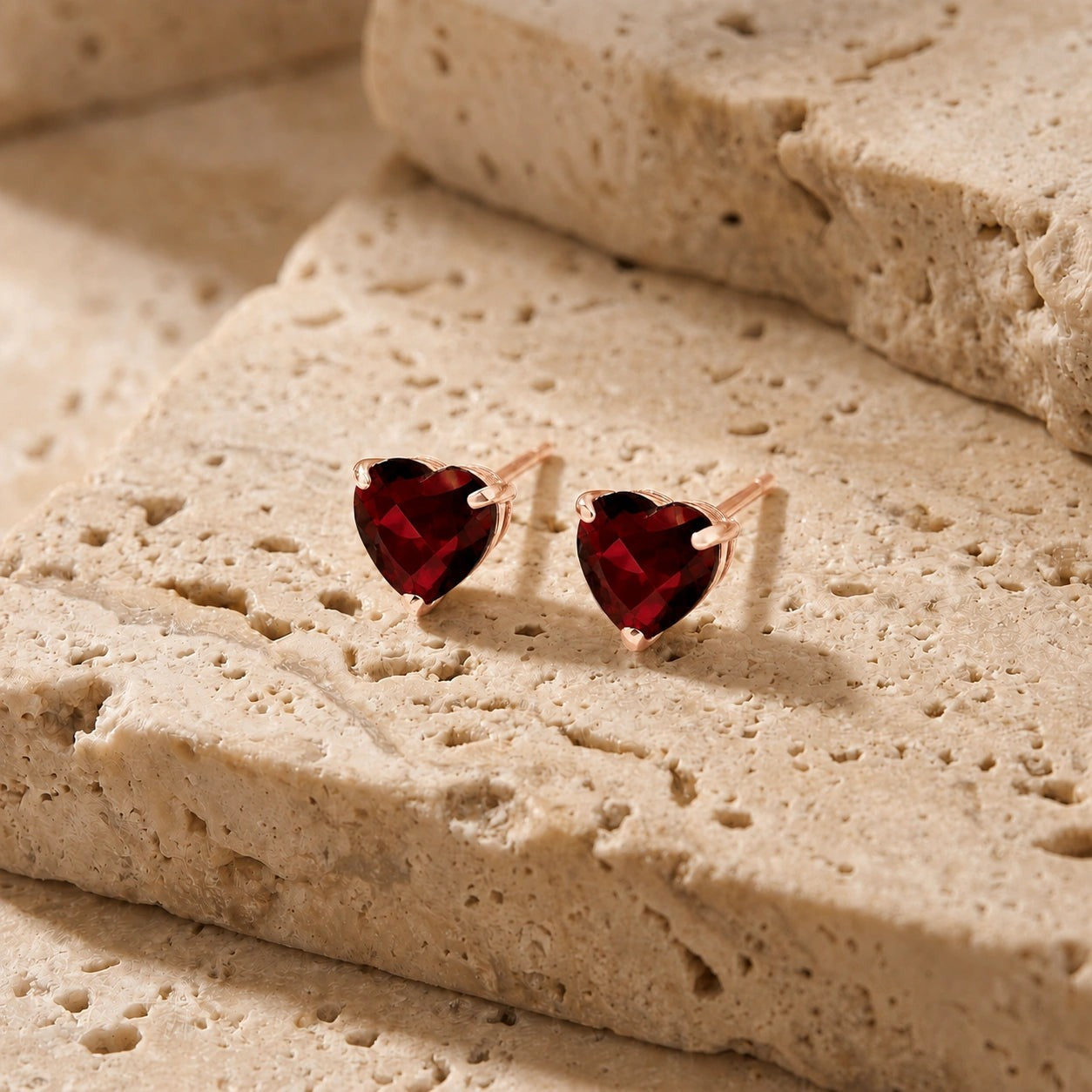 Rose Gold Grace Earrings Garnet 10K — Minerva