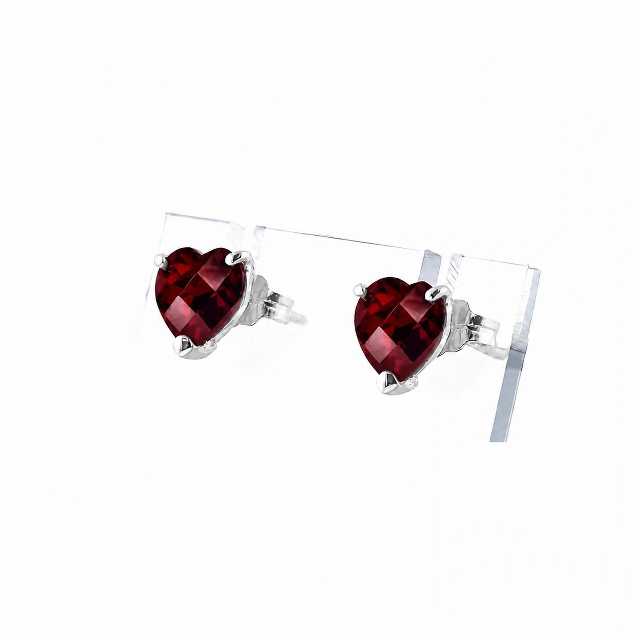 White Gold Grace Earrings Garnet 10K — Minerva