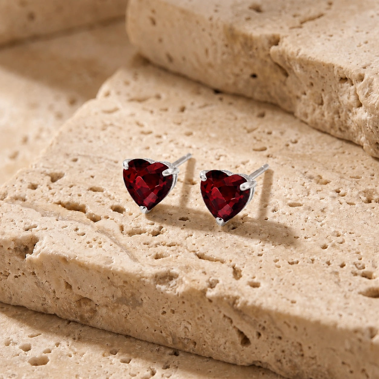 White Gold Grace Earrings Garnet 10K — Minerva