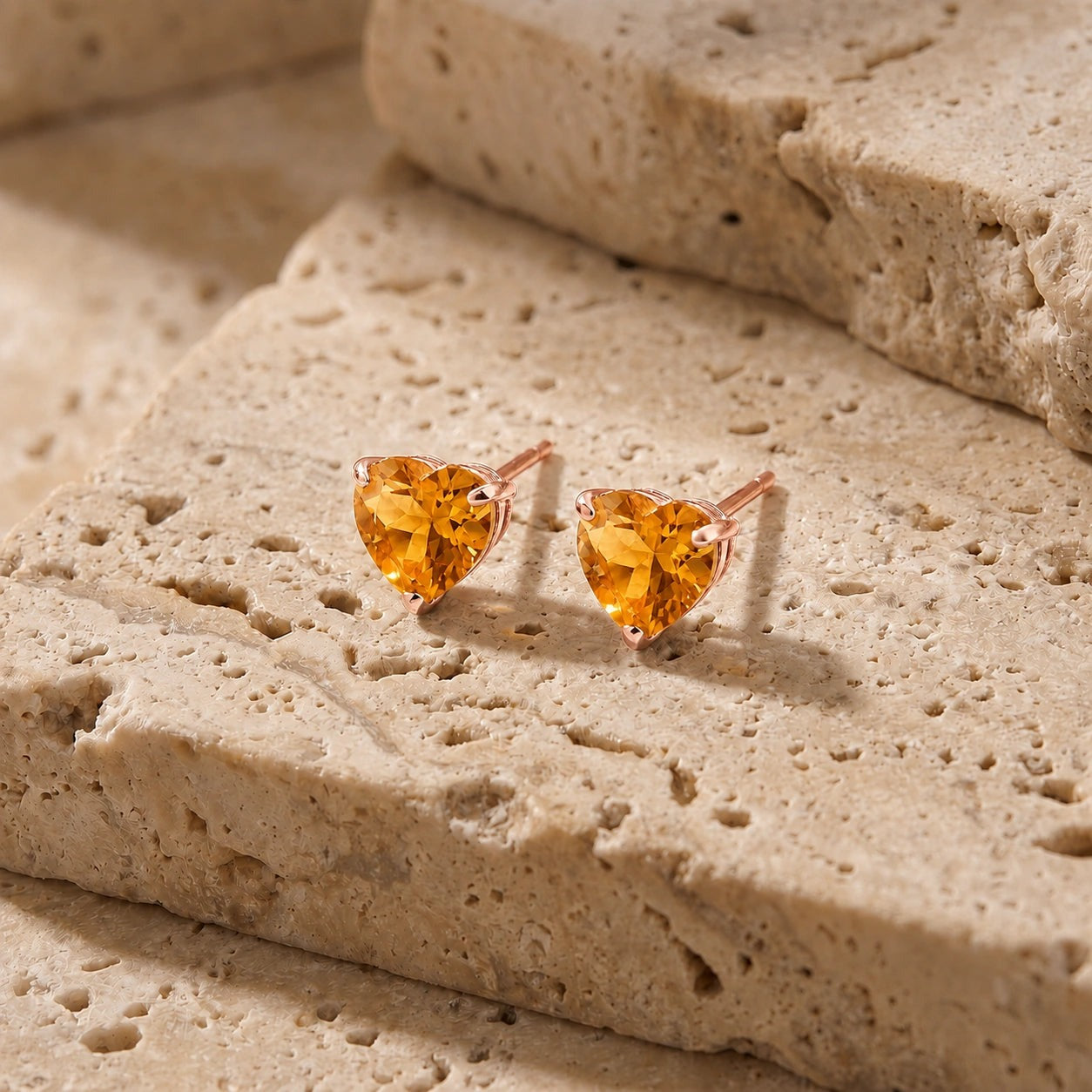Rose Gold Grace Earrings Citrine 10K — Minerva