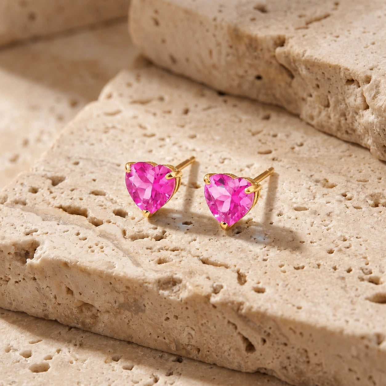 Yellow Gold Grace Earrings Pink Topaz 10K — Minerva