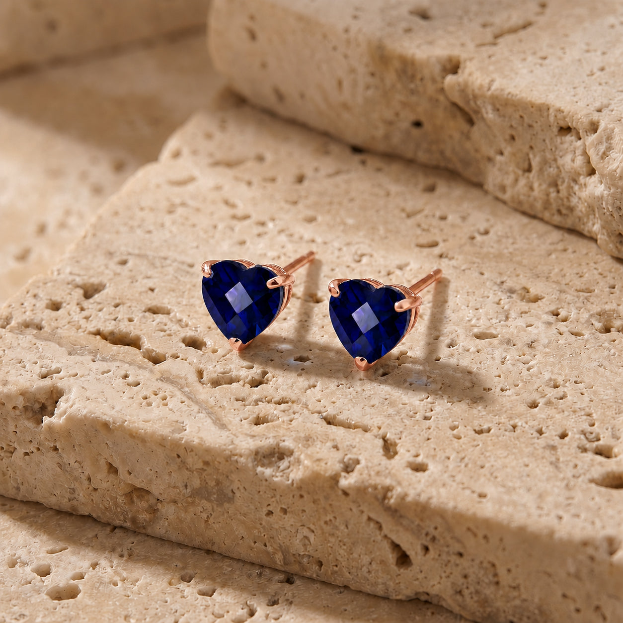 Rose Gold Grace Earrings Sapphire 10K — Minerva
