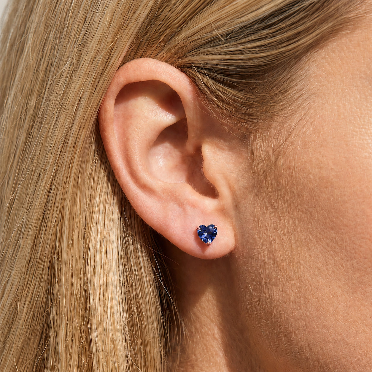 Rose Gold Grace Earrings Sapphire 10K — Minerva