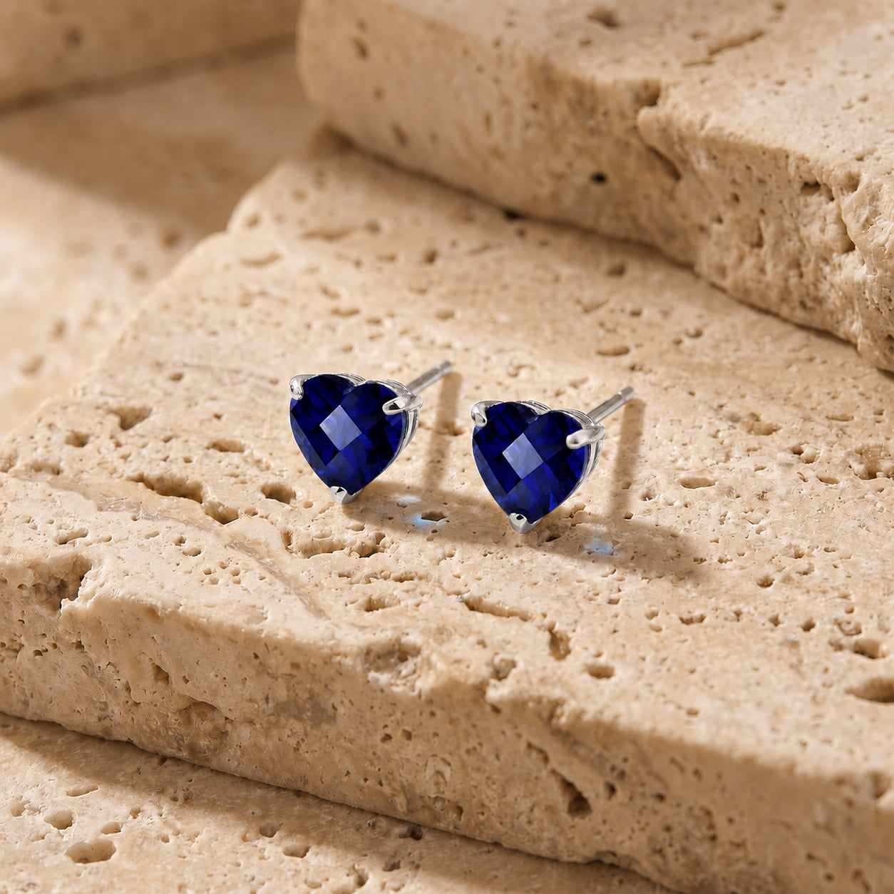 White Gold Grace Earrings Sapphire 10K — Minerva