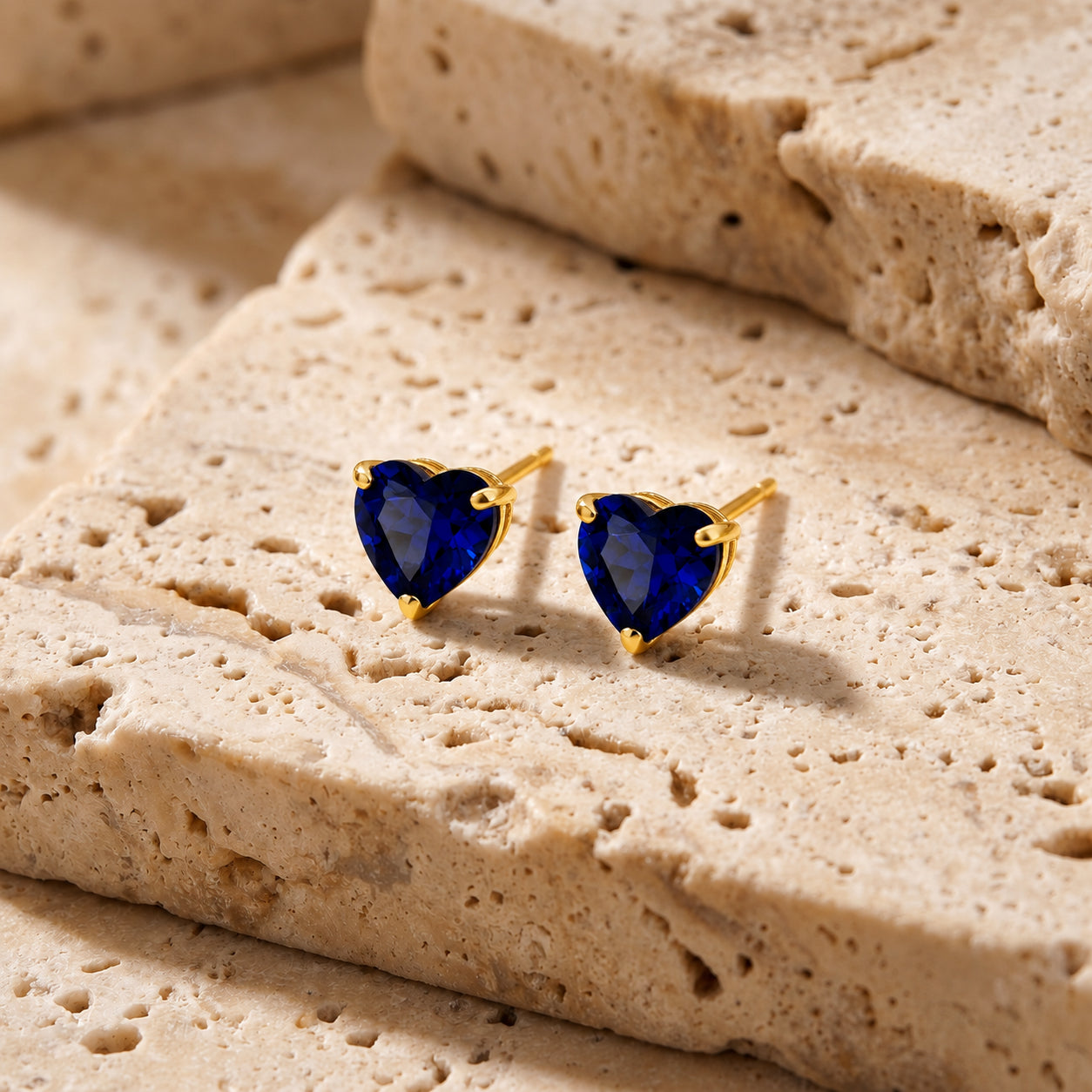 Yellow Gold Grace Earrings Sapphire 10K — Minerva