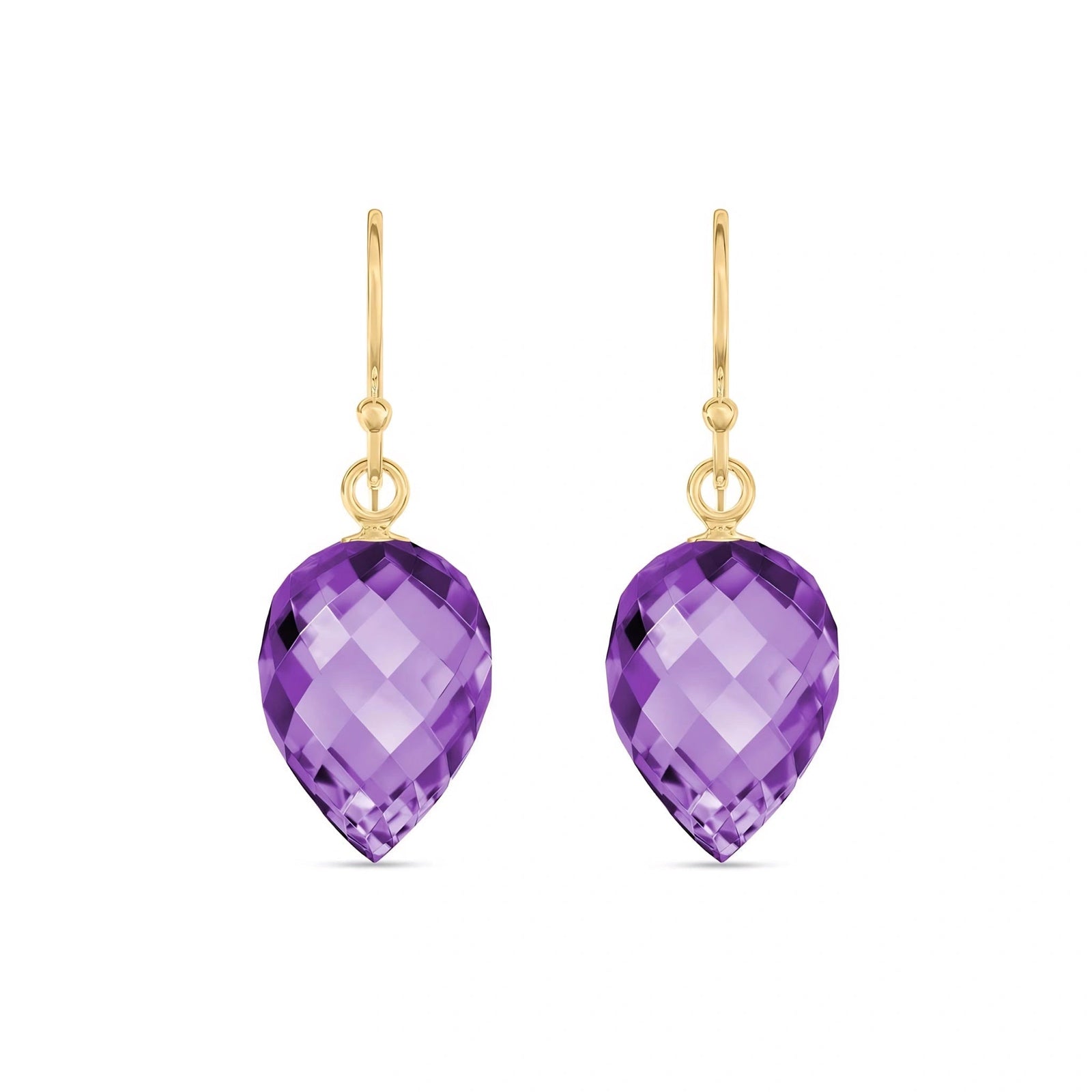 Yellow Gold Earrings Amethyst 10K — Camilla