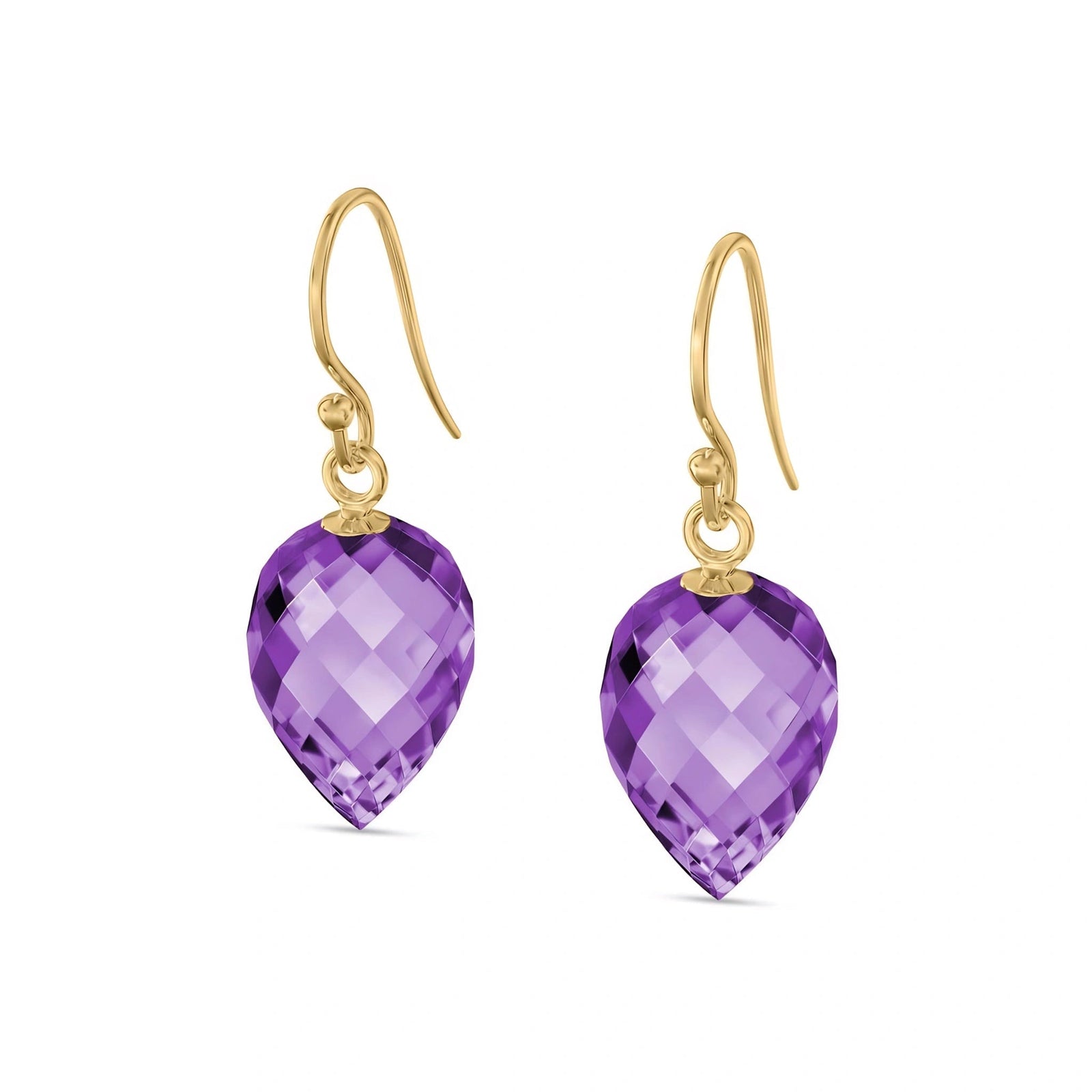 Yellow Gold Earrings Amethyst 10K — Camilla