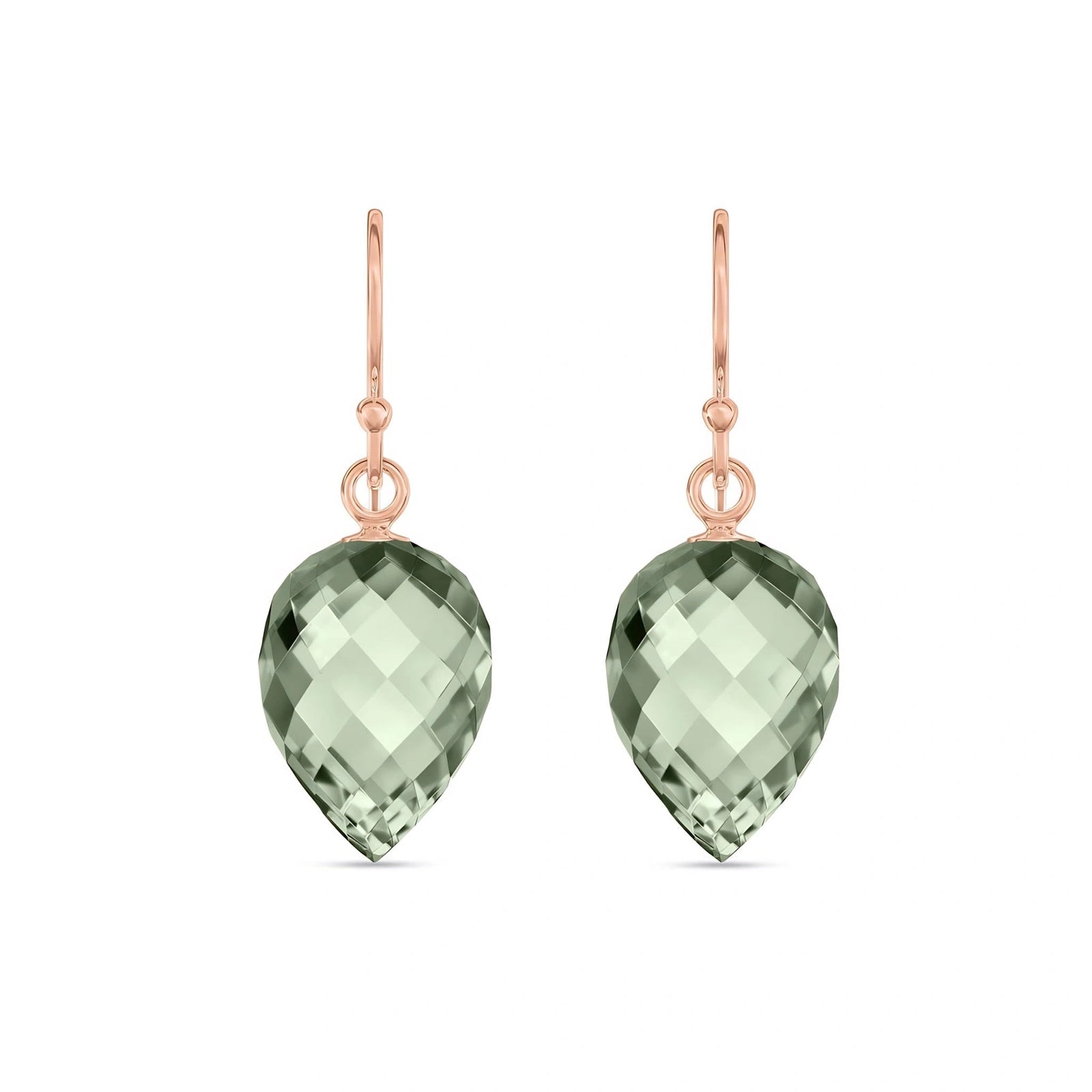 Rose Gold Earrings Green Amethyst 10K — Camilla