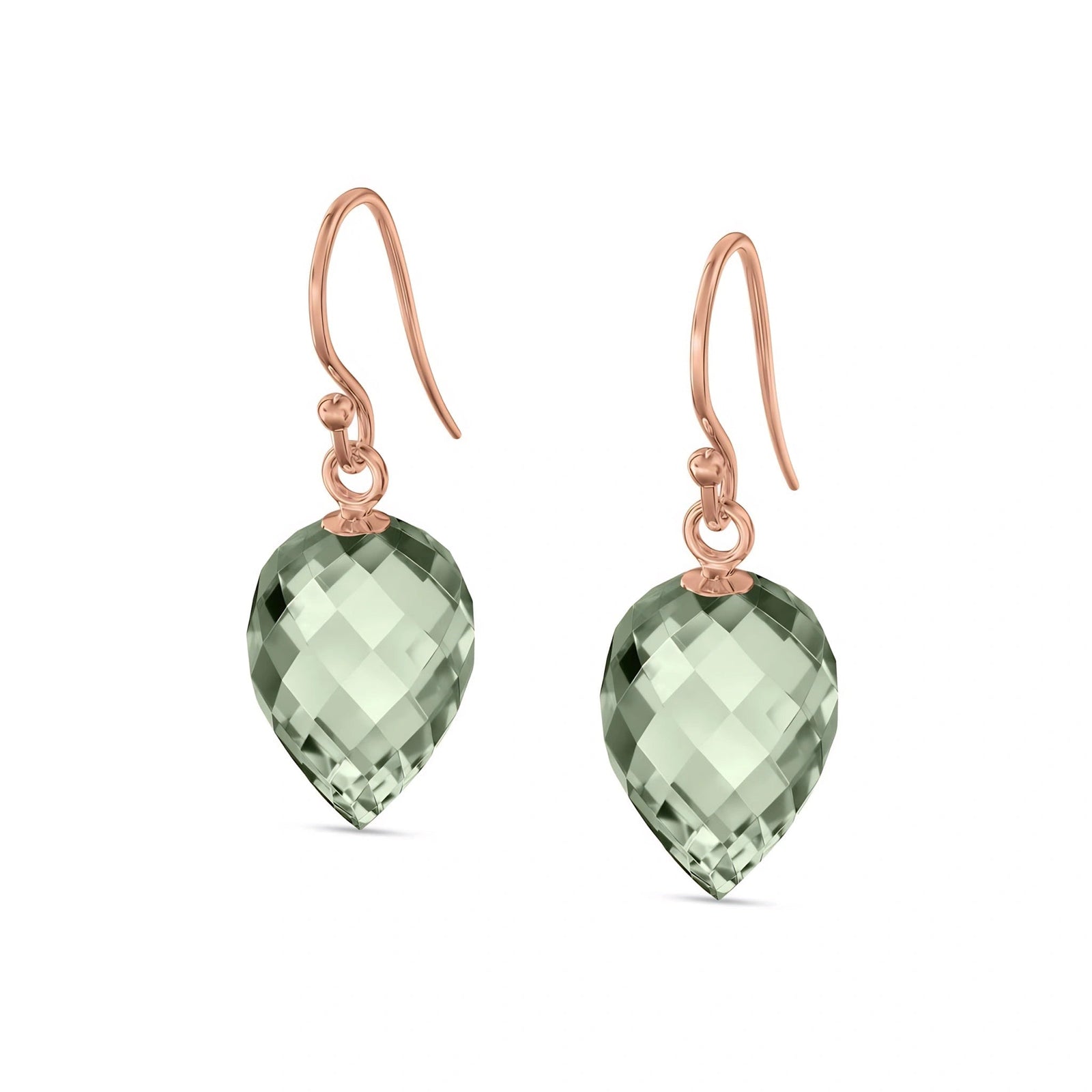 Rose Gold Earrings Green Amethyst 10K — Camilla