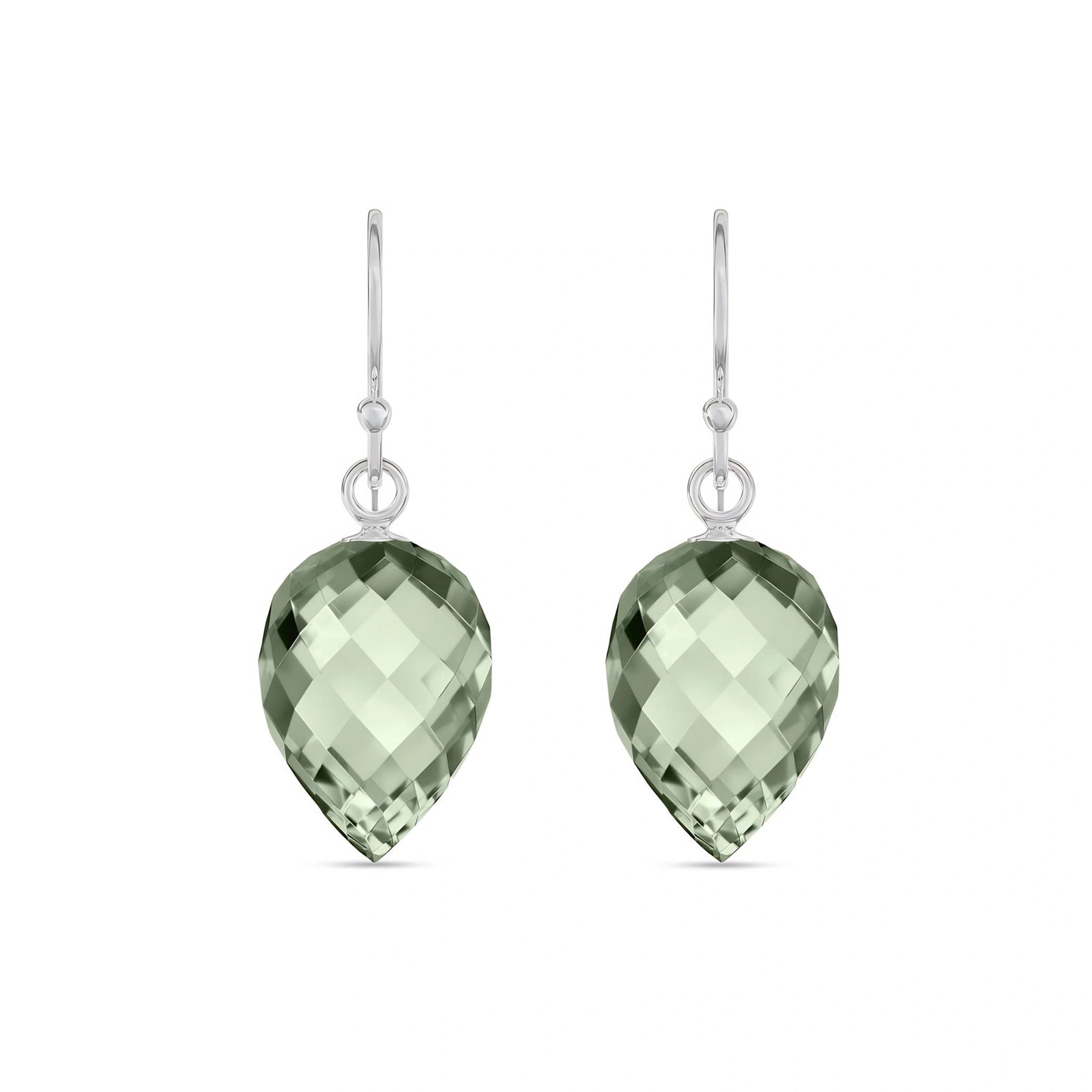 White Gold Earrings Green Amethyst 10K — Camilla