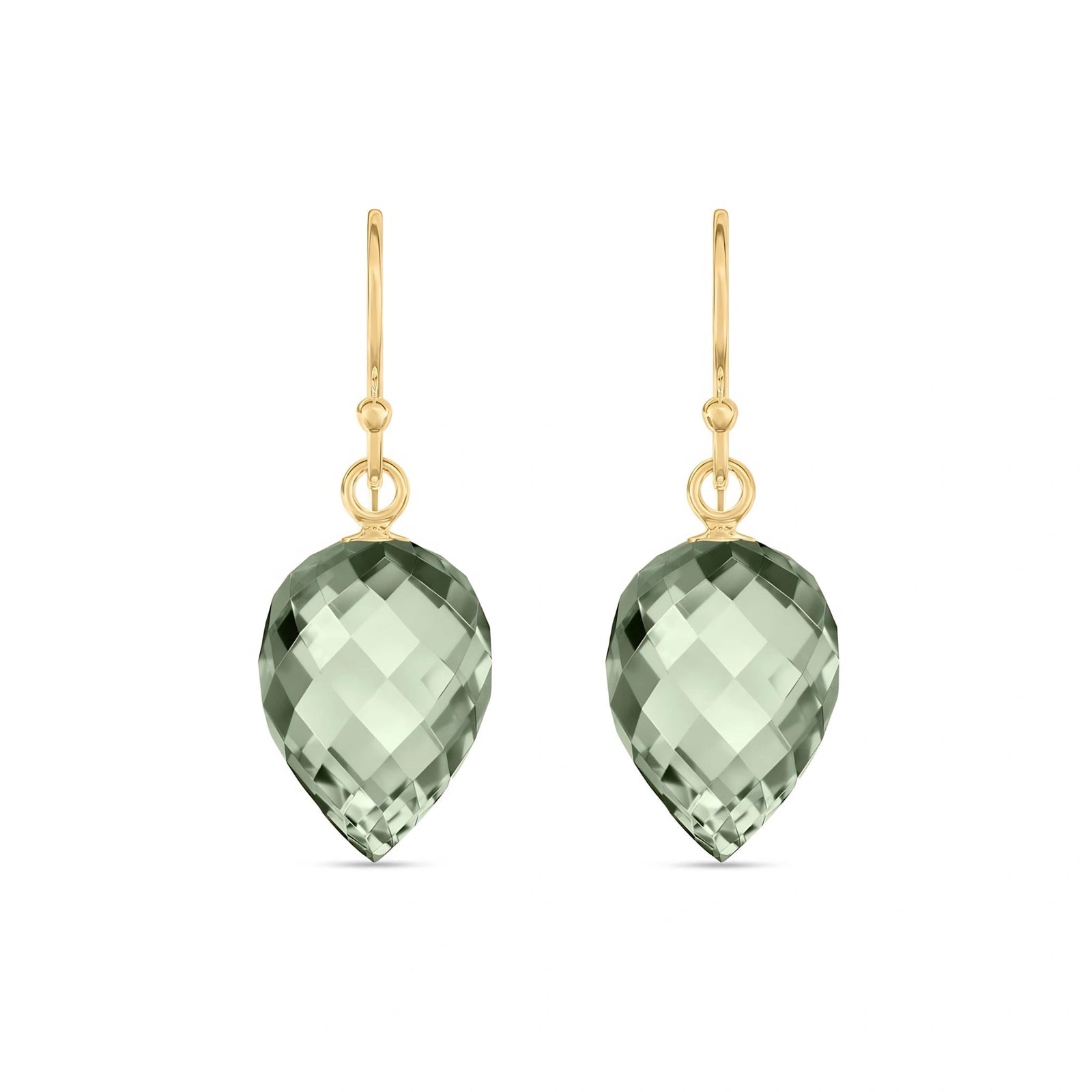 Yellow Gold Earrings Green Amethyst 10K — Camilla