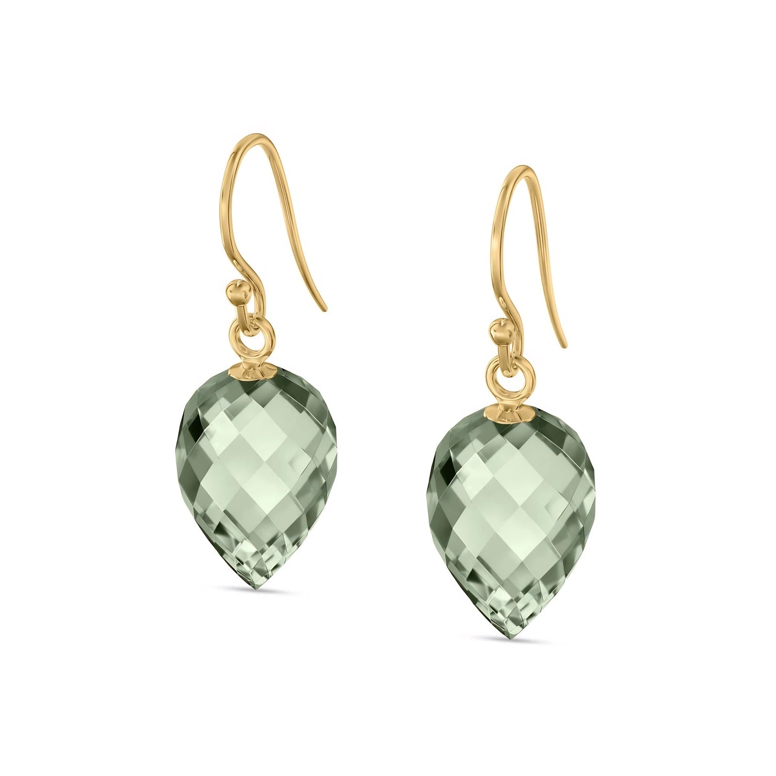 Yellow Gold Earrings Green Amethyst 10K — Camilla