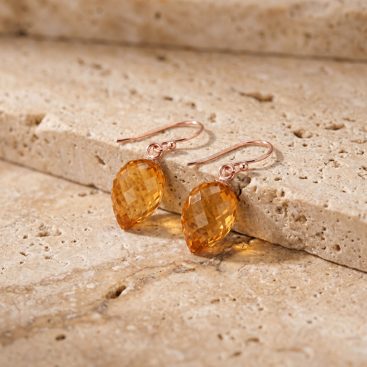 Rose Gold Earrings Citrine 10K — Camilla