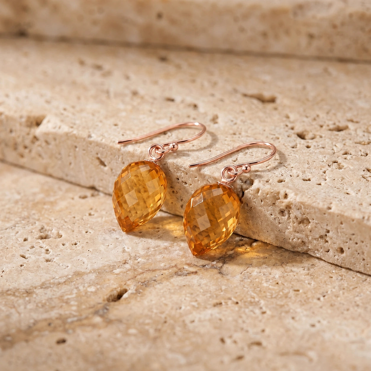 Rose Gold Earrings Citrine 10K — Camilla