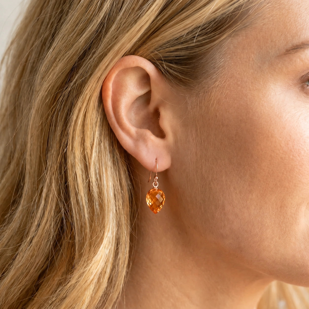 Rose Gold Earrings Citrine 10K — Camilla