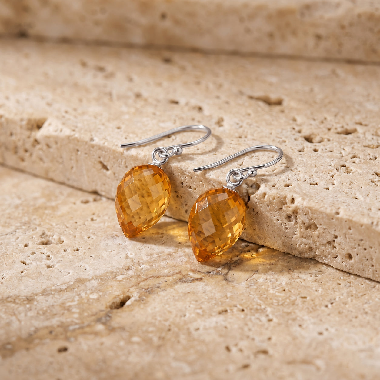 White Gold Earrings Citrine 10K — Camilla