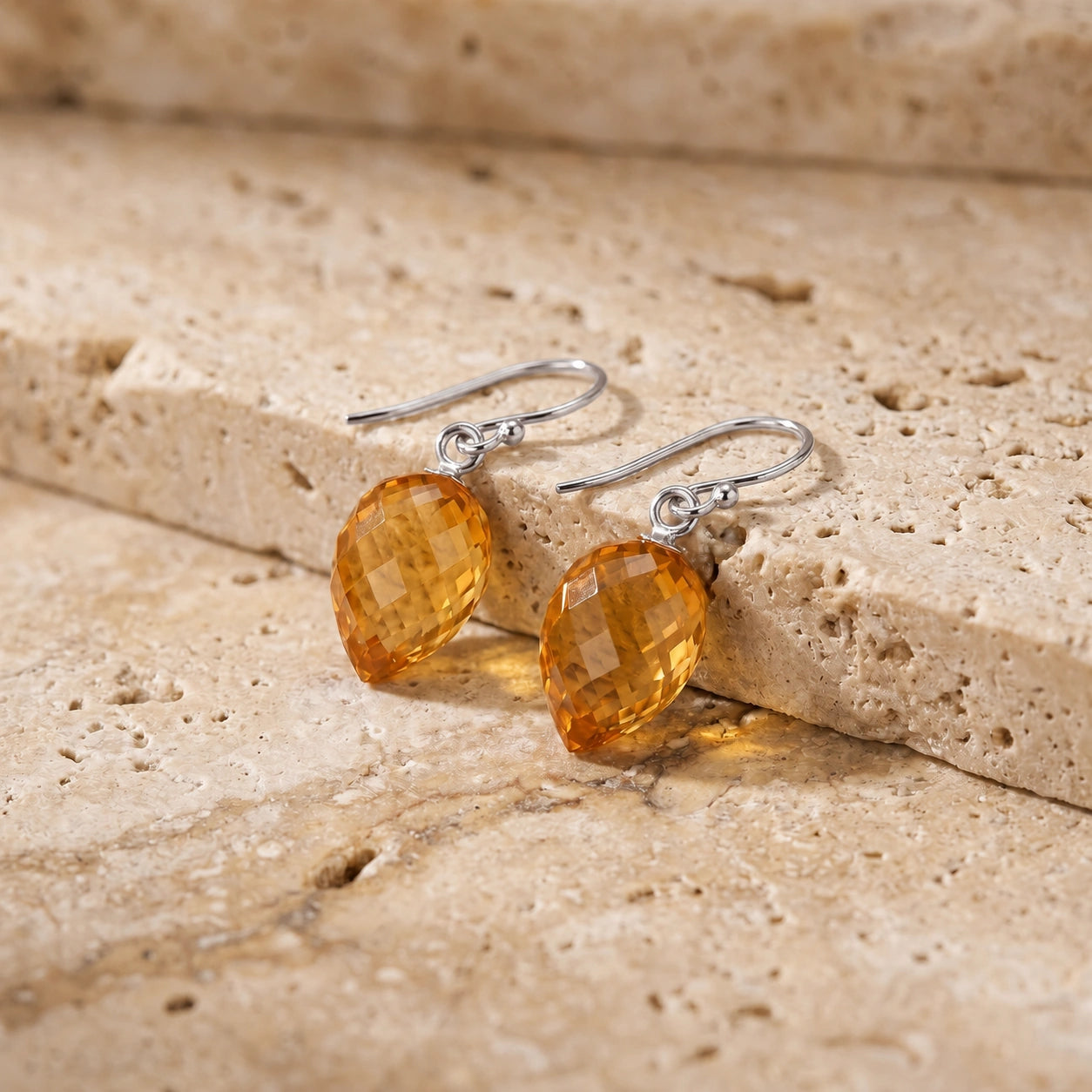 White Gold Earrings Citrine 10K — Camilla