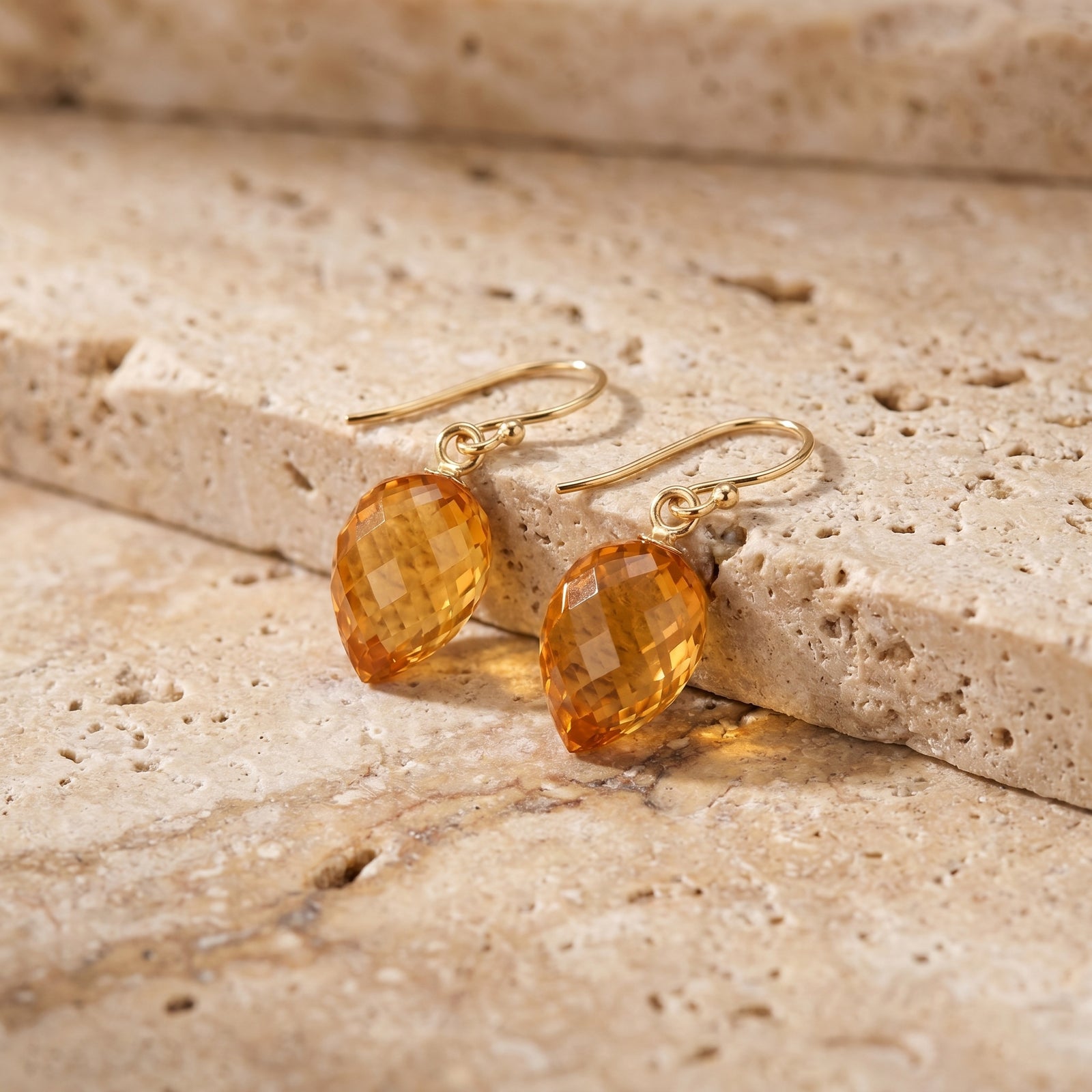 Yellow Gold Earrings Citrine 10K — Camilla