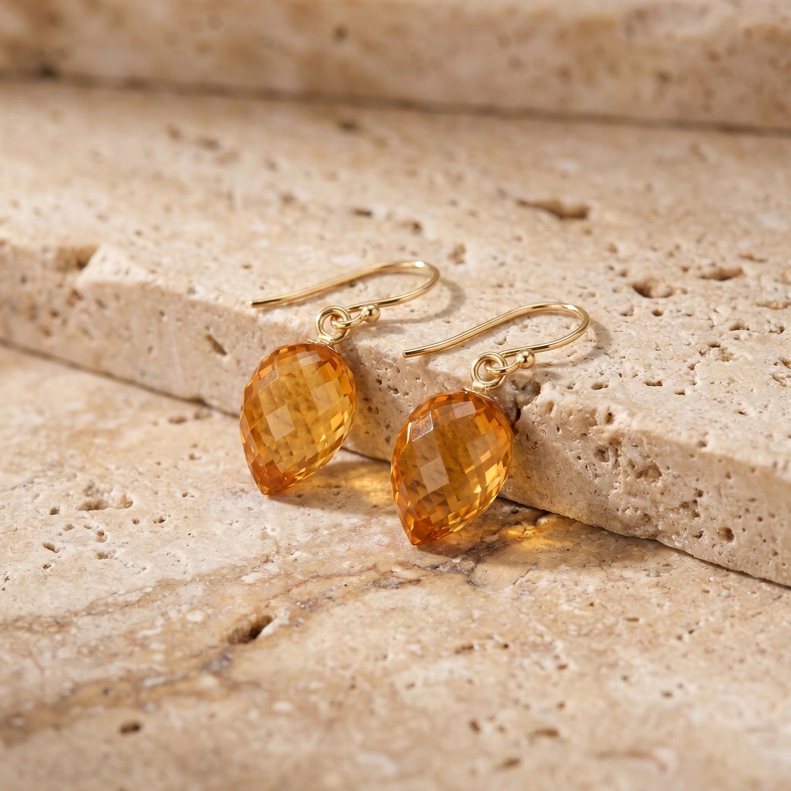 Yellow Gold Earrings Citrine 10K — Camilla