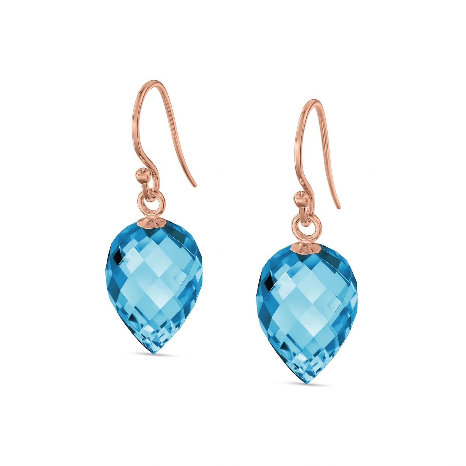 Rose Gold Earrings Blue Topaz 10K — Camilla
