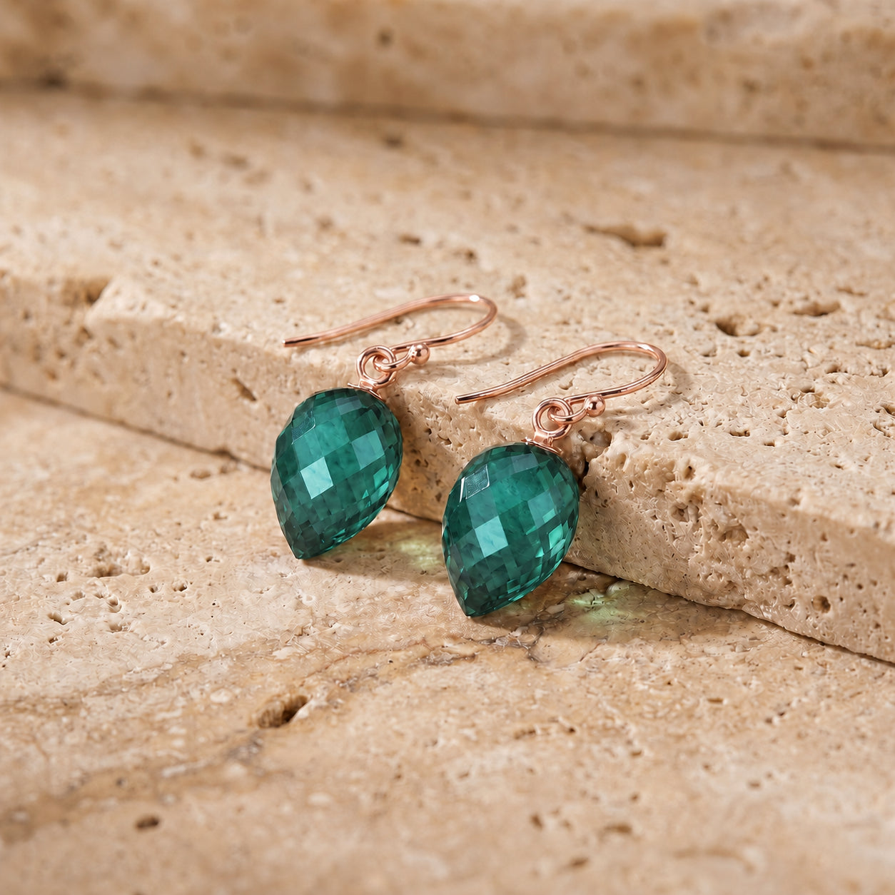 Rose Gold Earrings Blue Topaz 10K — Camilla