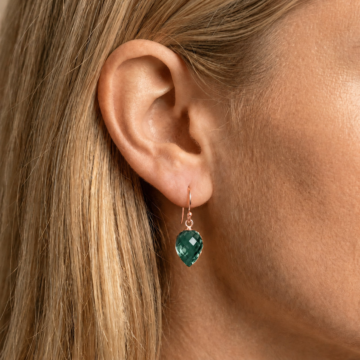 Rose Gold Earrings Blue Topaz 10K — Camilla