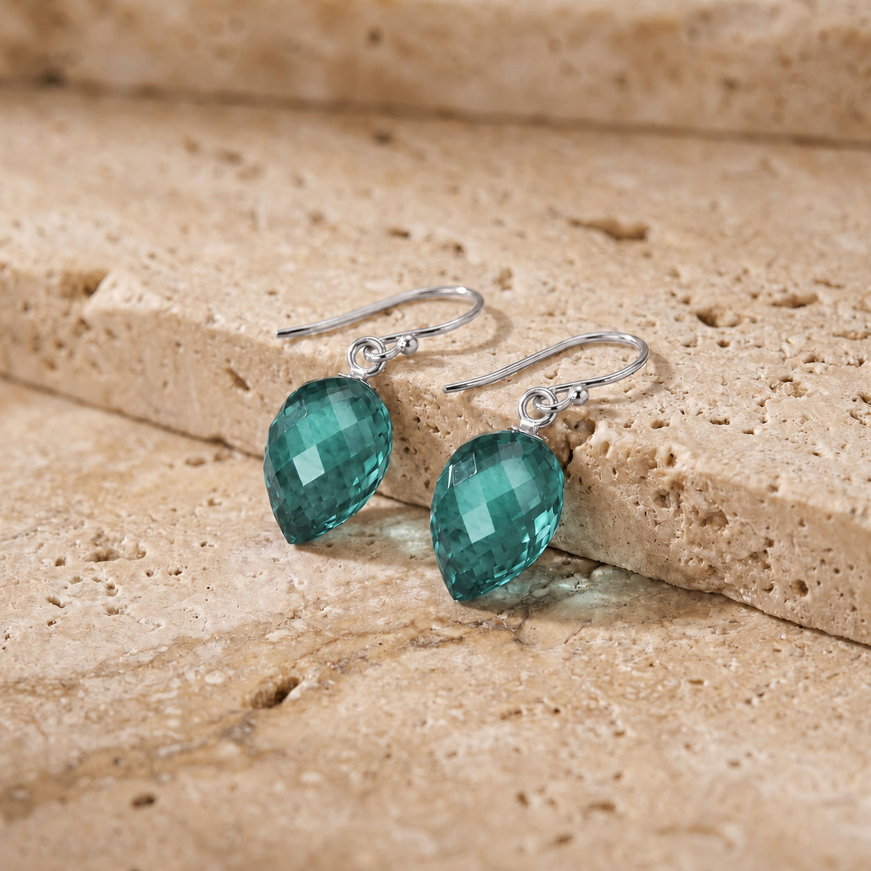 White Gold Earrings Blue Topaz 10K — Camilla