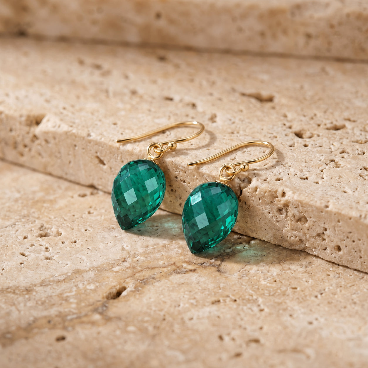 Yellow Gold Earrings Blue Topaz 10K — Camilla