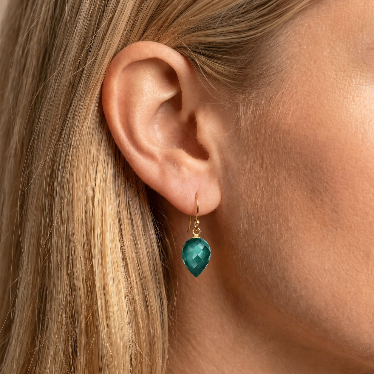 Yellow Gold Earrings Blue Topaz 10K — Camilla