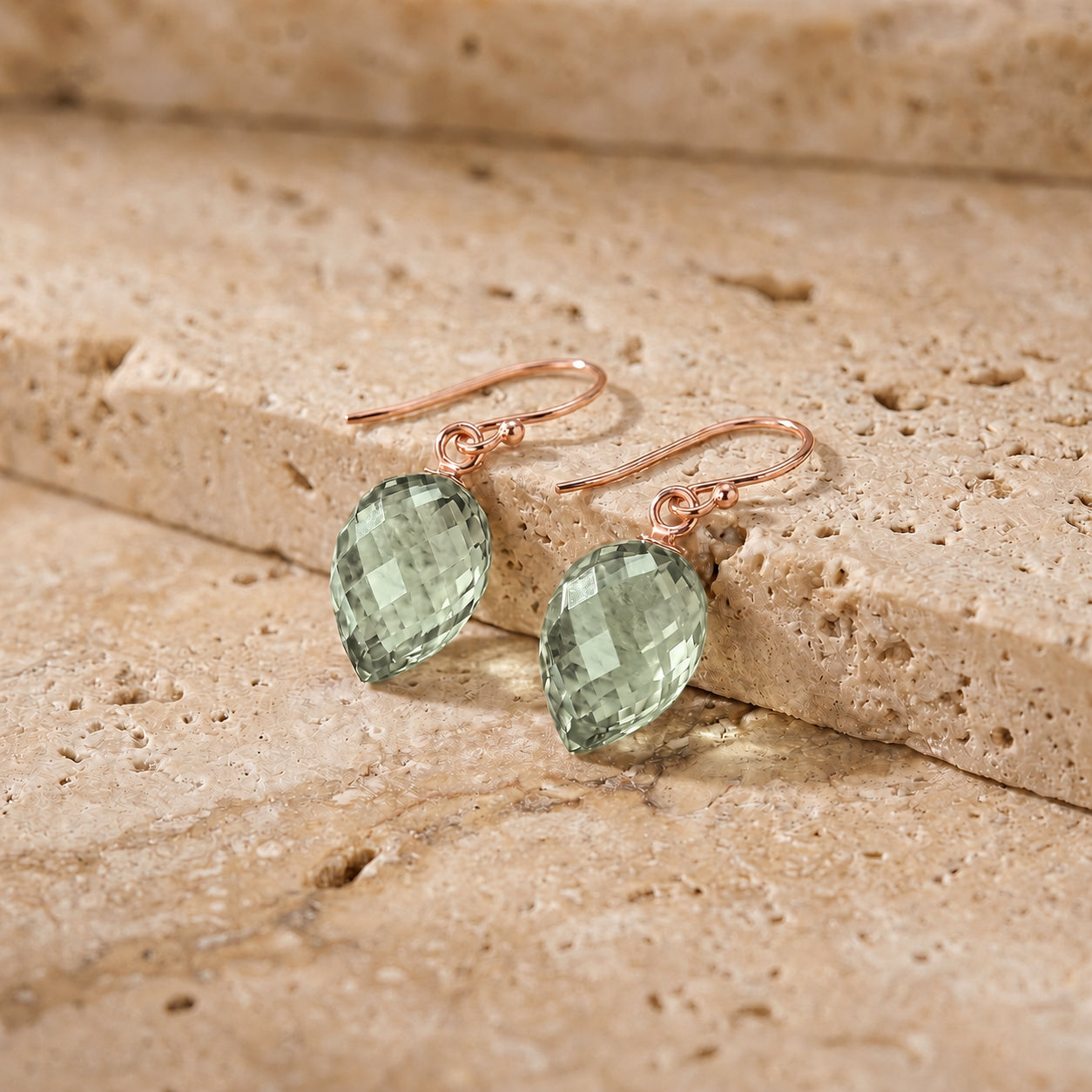 Rose Gold Earrings White Topaz 10K — Camilla