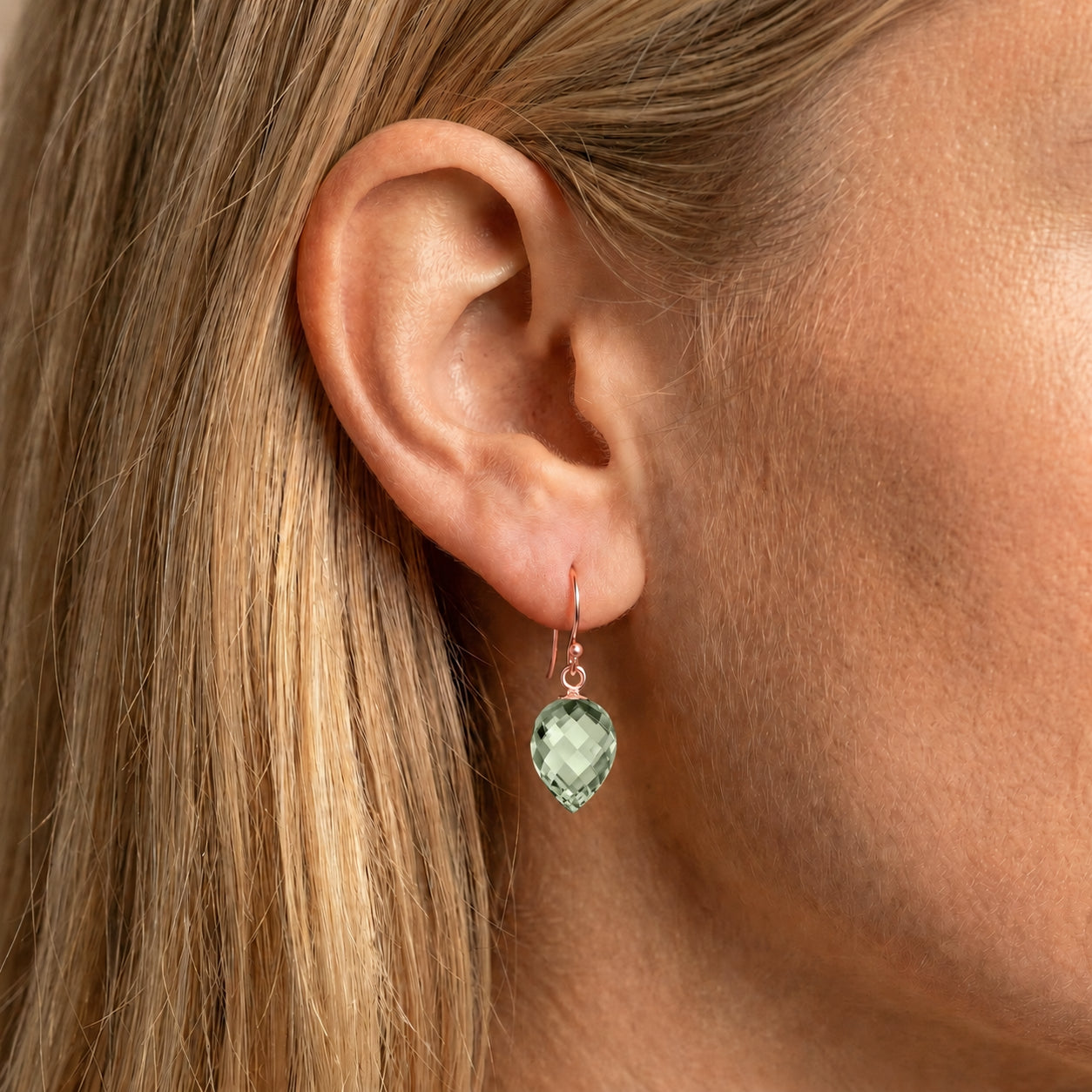 Rose Gold Earrings White Topaz 10K — Camilla