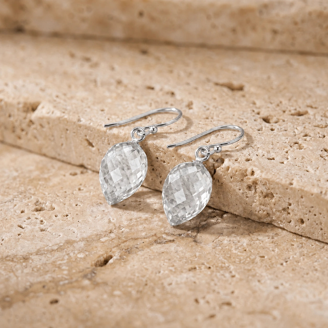 White Gold Earrings White Topaz 10K — Camilla