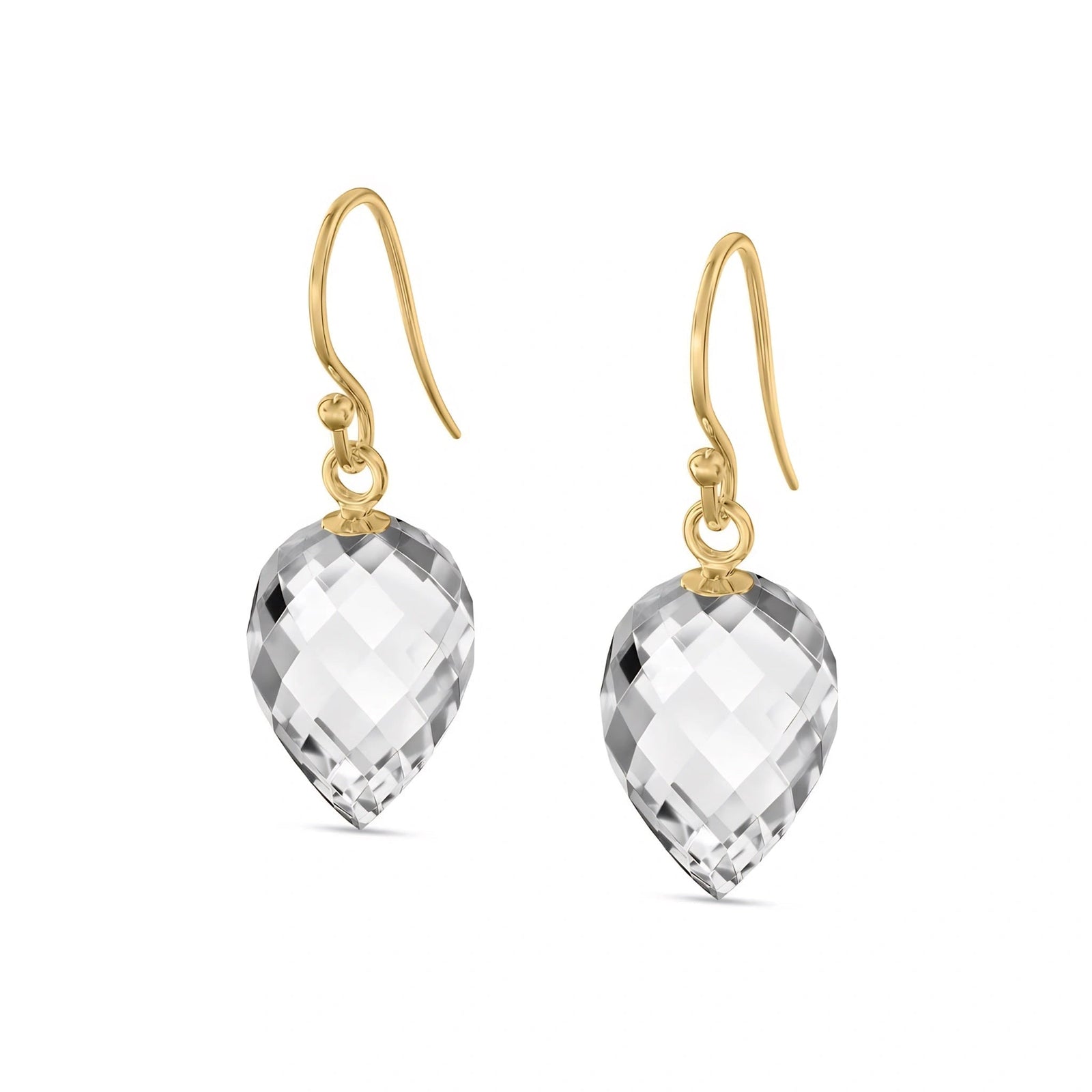 Yellow Gold Earrings White Topaz 10K — Camilla