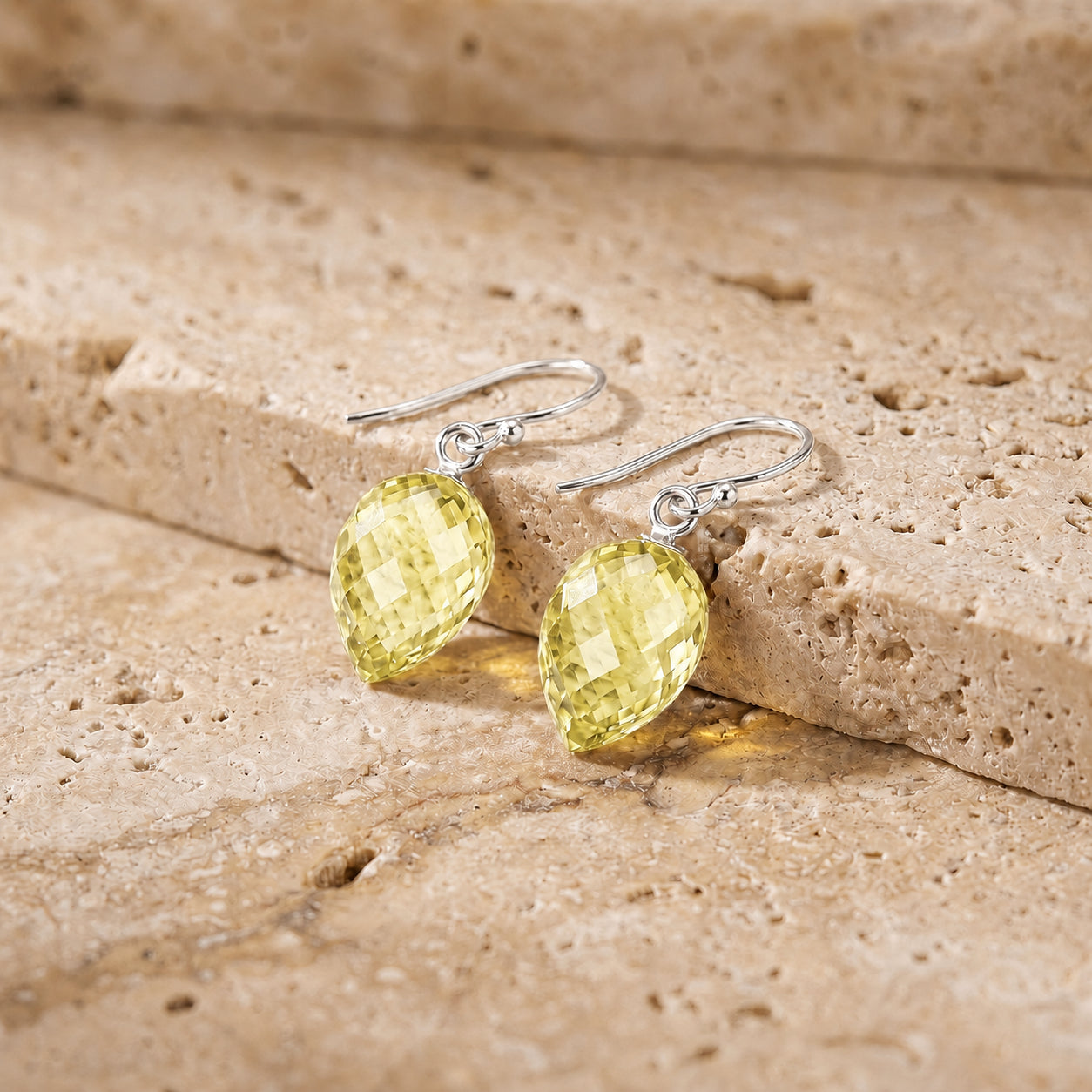 White Gold Earrings Lemon Quartz 10K — Camilla