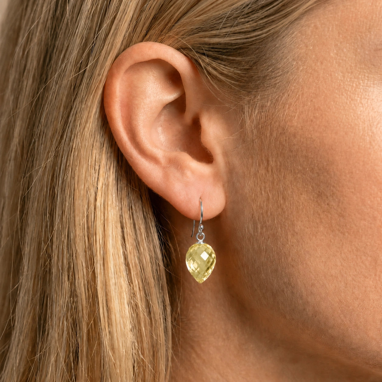 White Gold Earrings Lemon Quartz 10K — Camilla