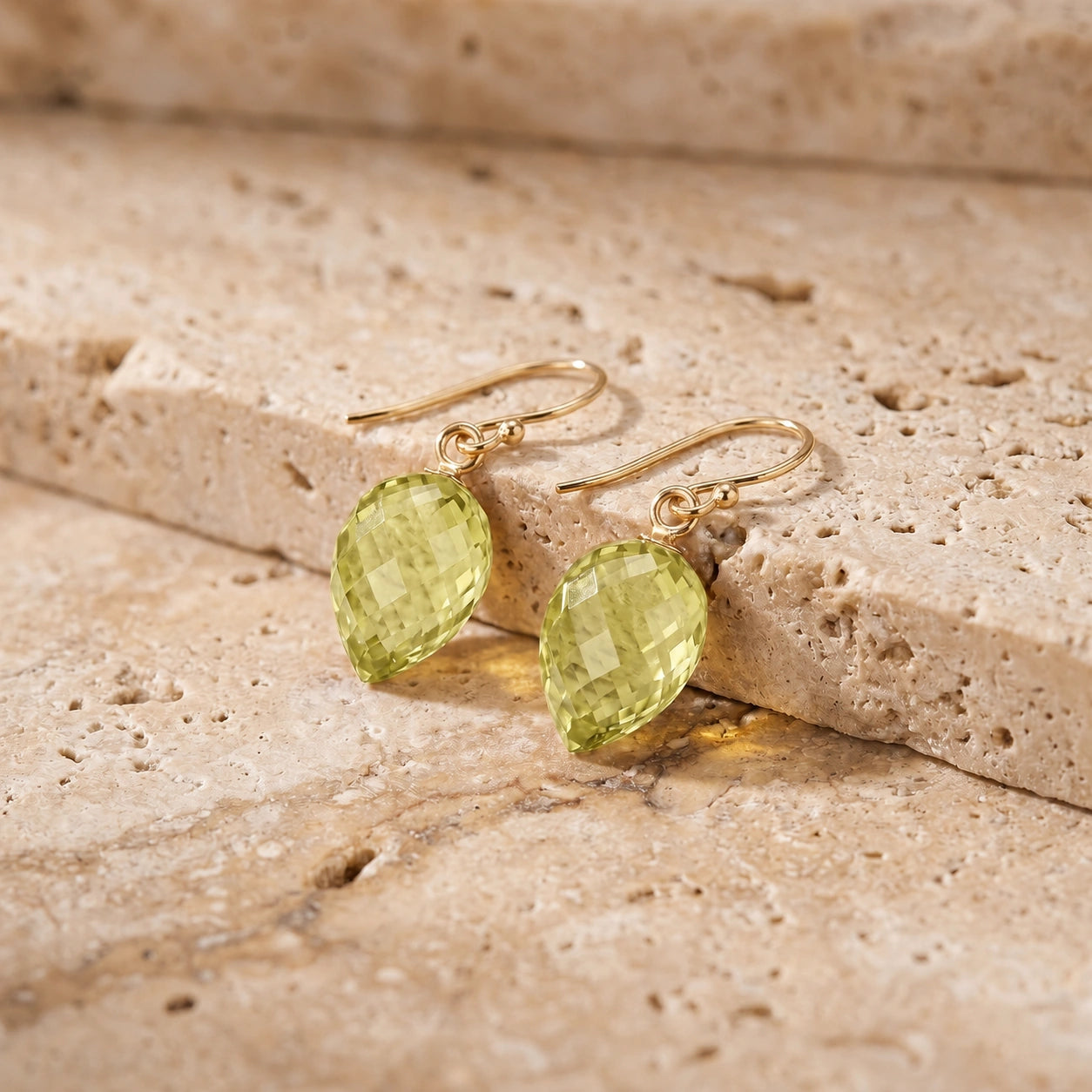 Yellow Gold Earrings Lemon Quartz 10K — Camilla
