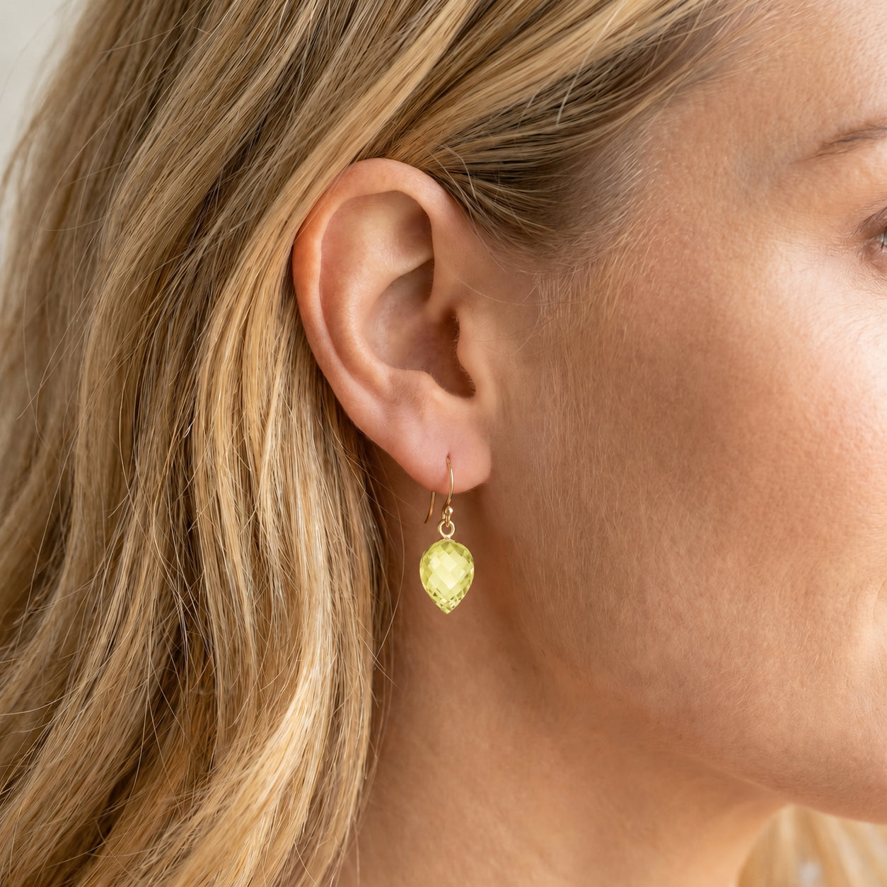 Yellow Gold Earrings Lemon Quartz 10K — Camilla