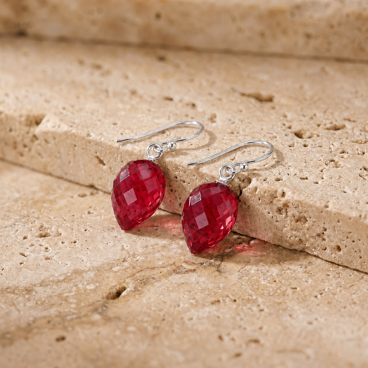 White Gold Earrings Spinel 10K — Camilla