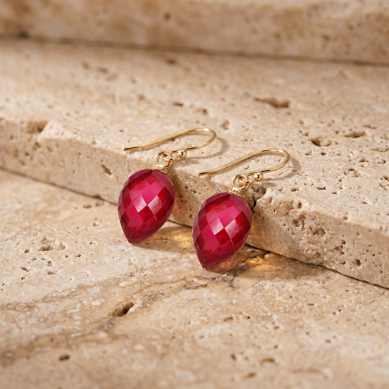 Yellow Gold Earrings Spinel 10K — Camilla