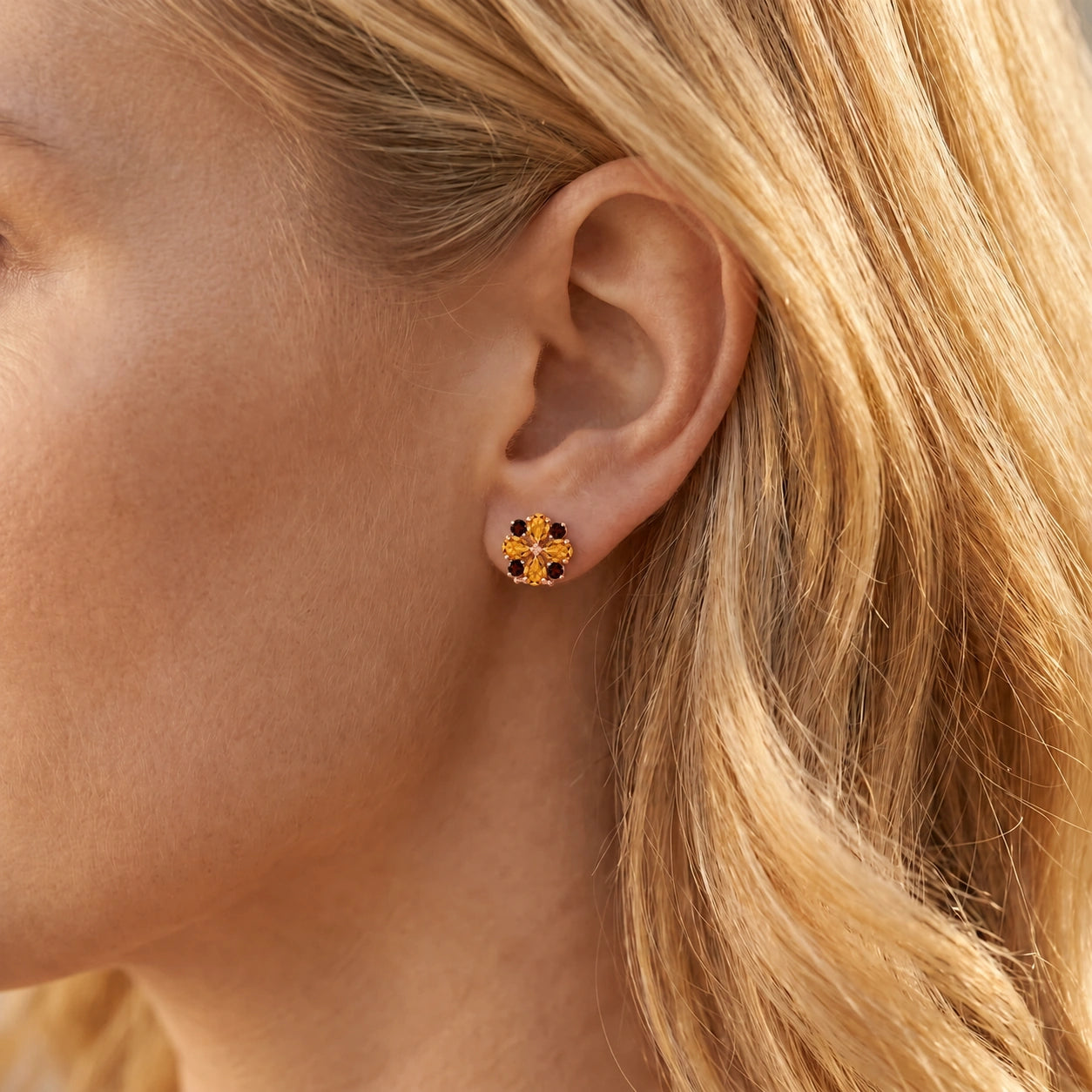 Rose Gold Grace Earrings Aquamarine 10K — Eliana