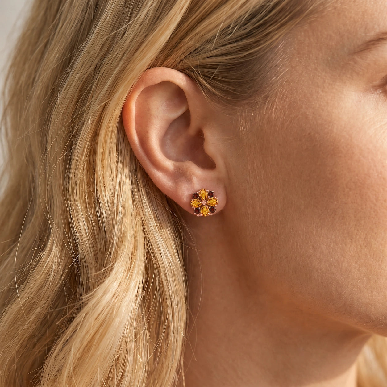Rose Gold Grace Earrings Aquamarine 10K — Eliana