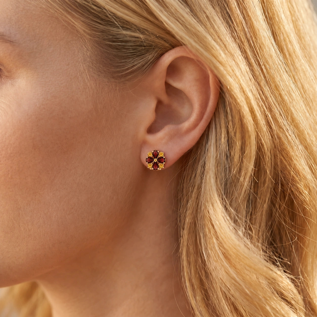 Yellow Gold Grace Earrings Aquamarine 10K — Eliana