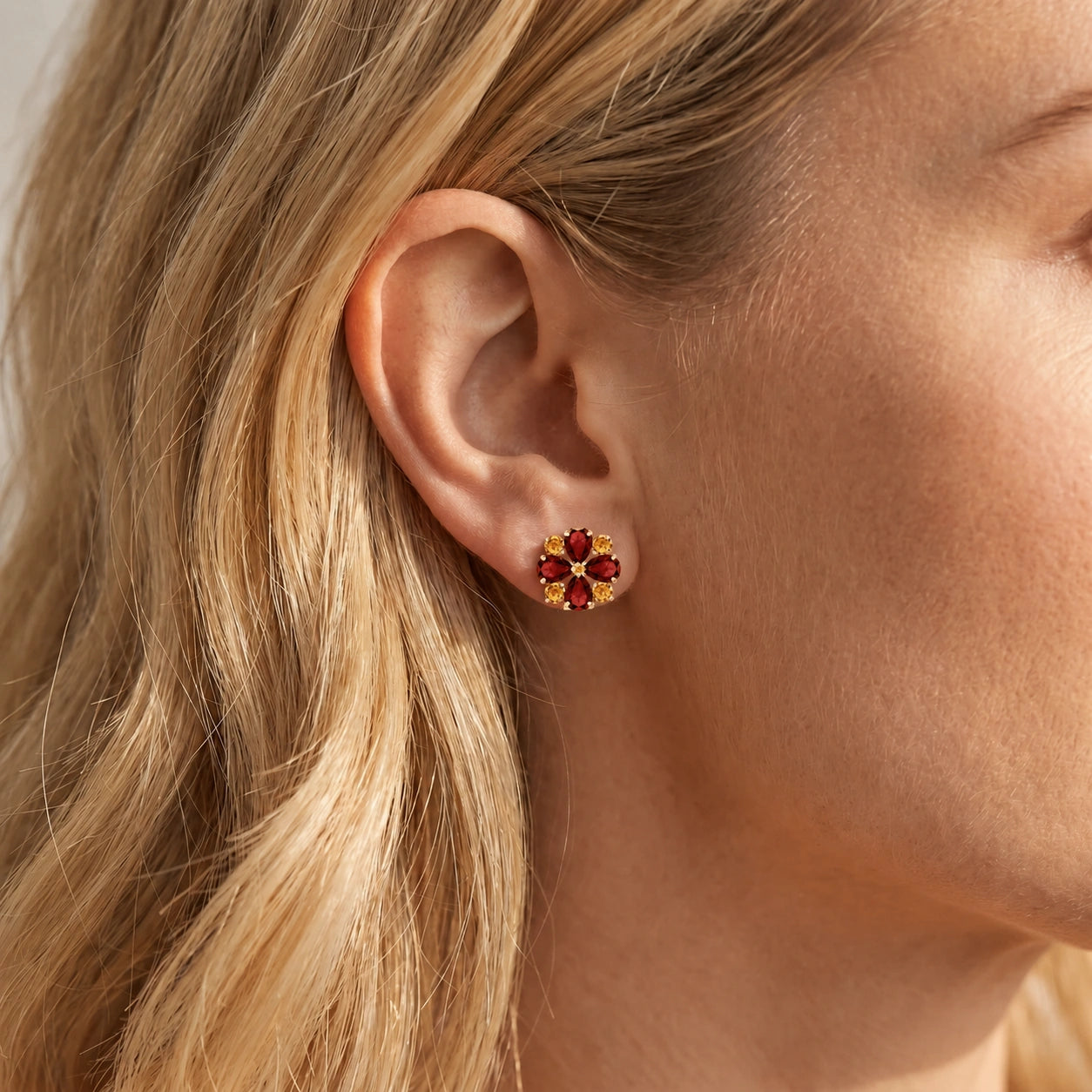 Yellow Gold Grace Earrings Aquamarine 10K — Eliana