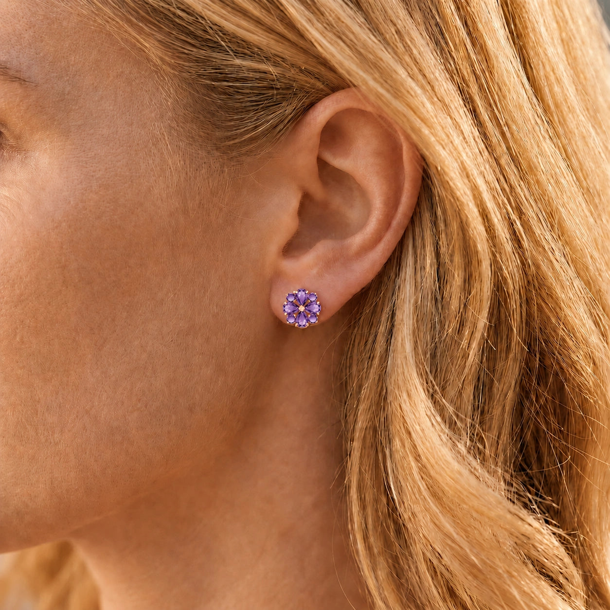 Rose Gold Grace Earrings Blue Topaz 10K — Eliana