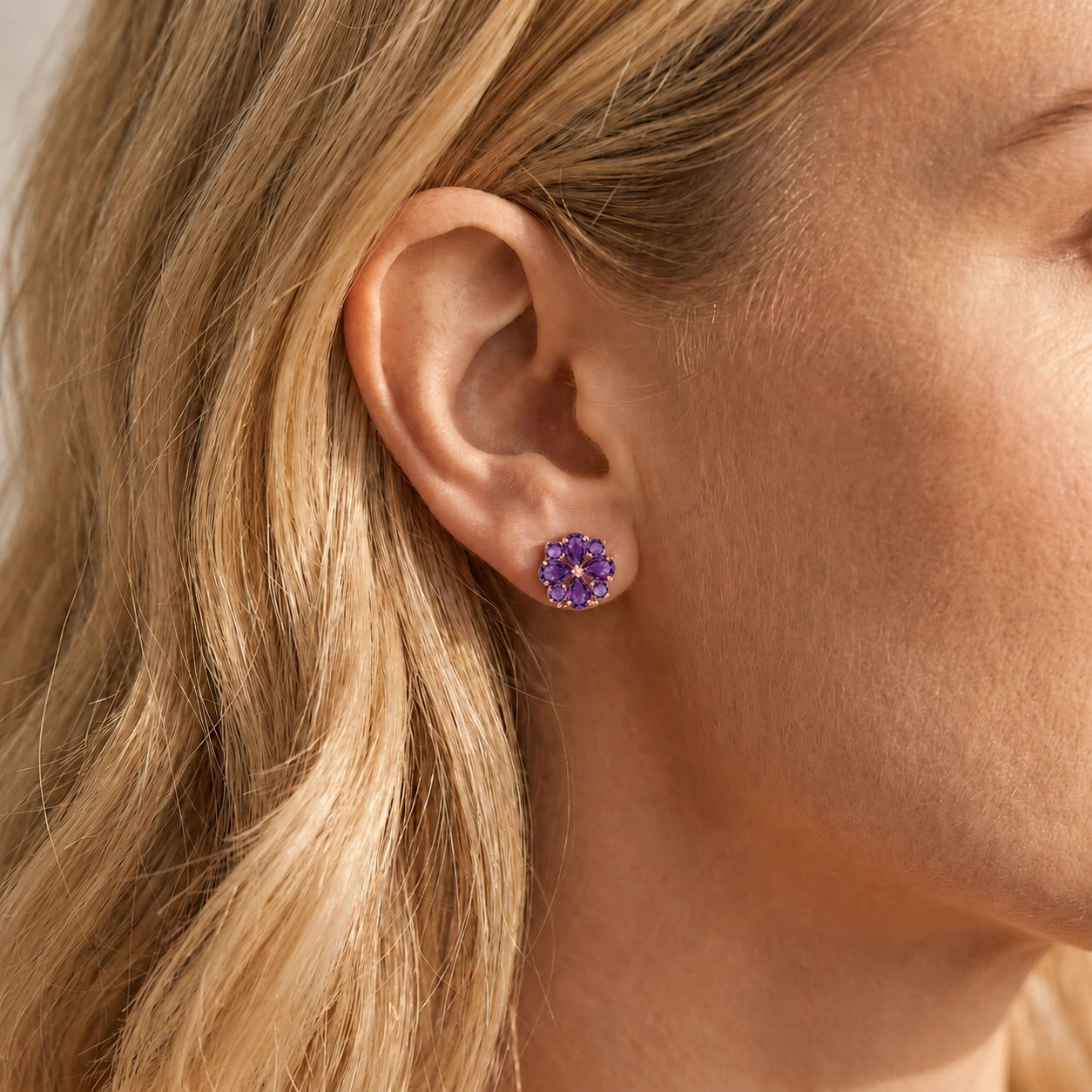 Rose Gold Grace Earrings Blue Topaz 10K — Eliana