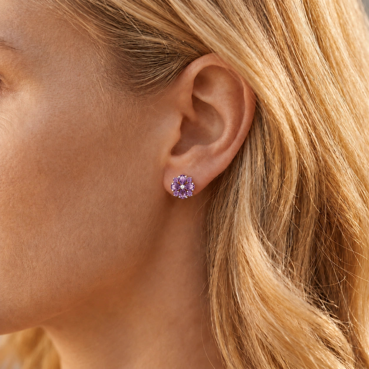 White Gold Grace Earrings Blue Topaz 10K — Eliana
