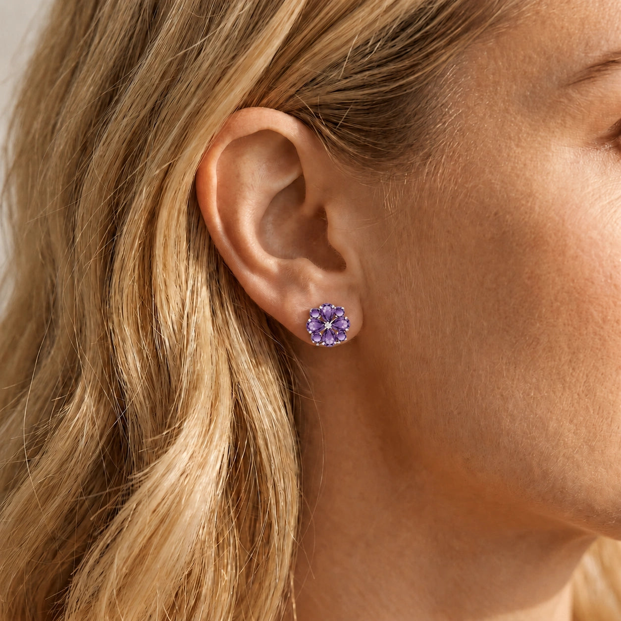 White Gold Grace Earrings Blue Topaz 10K — Eliana